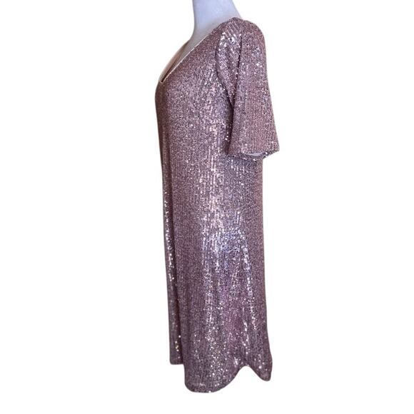 Ann Taylor Pink Sequin V-Neck Shift Dress‎ - Size 4 - NWT - Picture 4 of 7